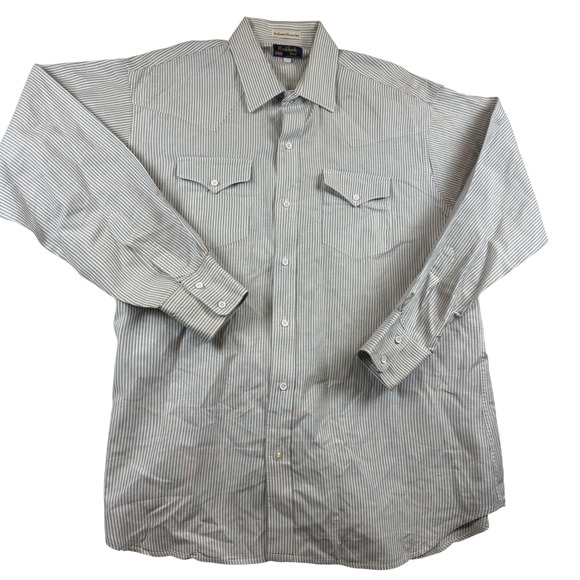 Ruddock Bros. Other - Ruddock Bros Western Shirt Mens 18x36‎ Blue White Striped Cotton Long Sleeve USA